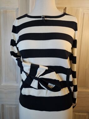 Dana Buchman Petite Navy & White Striped Top In Petite P
